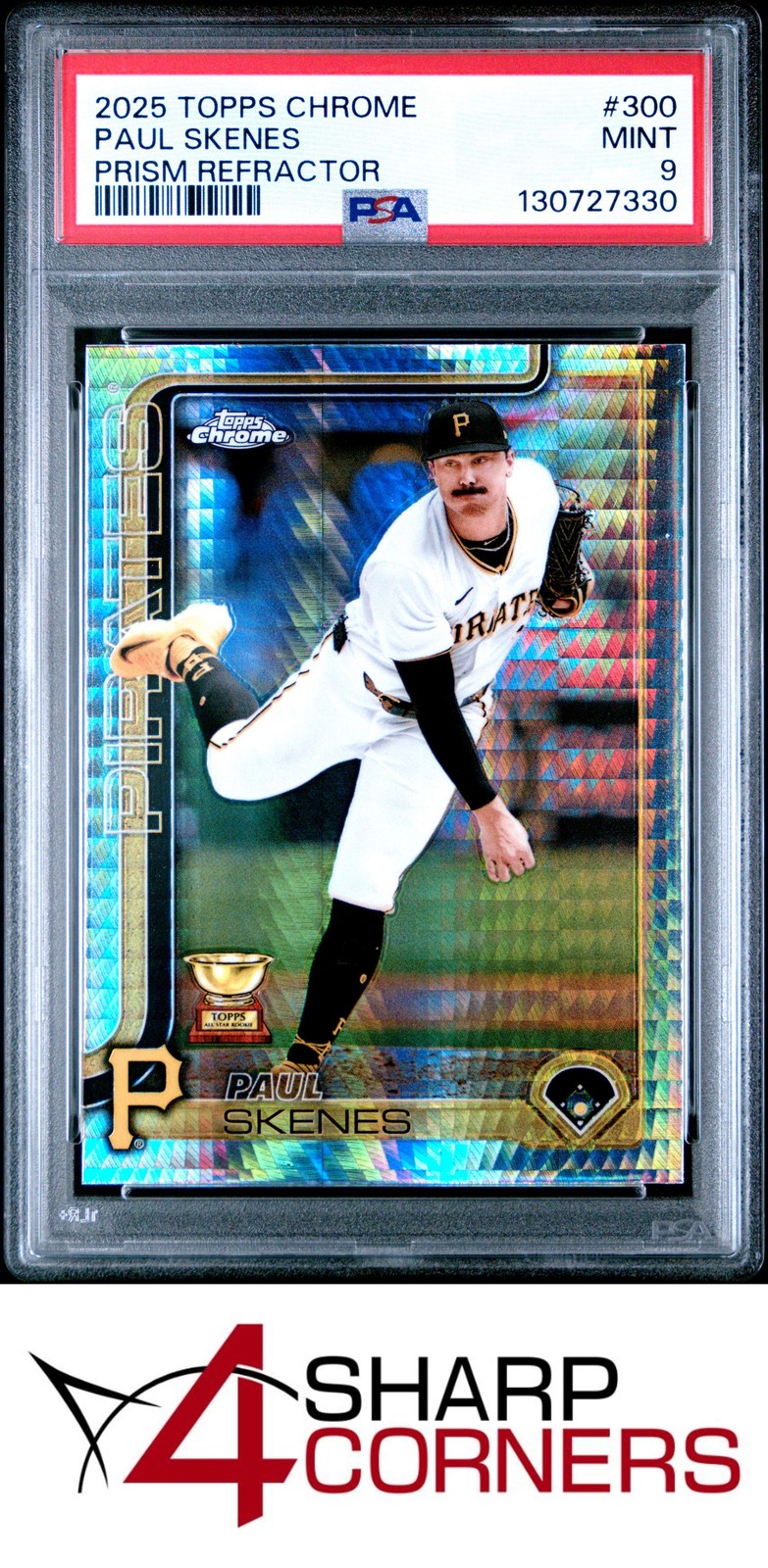 2025 TOPPS CHROME PRISM REFRACTOR ALL-STAR ROOKIE #300 PAUL SKENES PSA 9