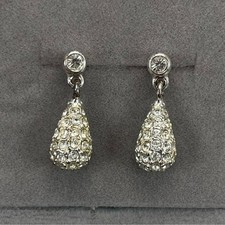 Monet 14K Gold Post White Diamond CZ Dainty Dangle Earrings Elegant Stunning