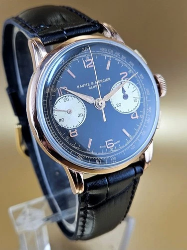 VINTAGE BAUME & MERCIER CHRONOGRAPH  MANUAL WINDUP MOVEMENT 1940 WRISTWATCH !!