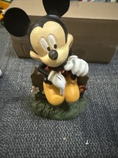Disney Mickey Mouse Figure Sitting on a Picket Fence ~ 10" Tall