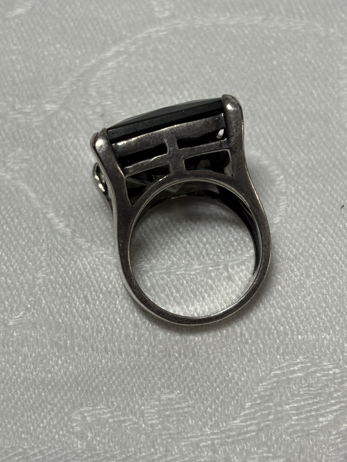 Chunky Green Stone Silver Ring - image 8