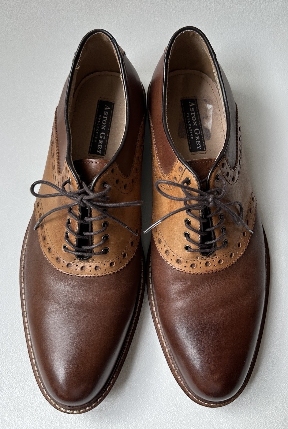 SAOLA Scarpe eleganti Oxford Aston Grey Collection Banks uomo bicolore marrone 500188 taglia 11 5