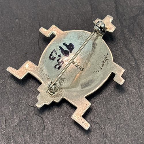 Petroglyph Turtle Southwestern Sterling Silver Brooch Vintage H - Picture 5 of 10