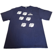 Vintage Penn State Nittany Lions Pawprints Blue  White T-Shirt M 100 Cotton