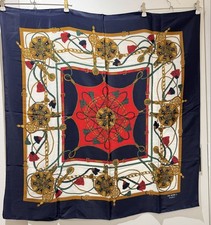 Rare Pattern HERMES Herm s Carr 90 Scarf Vintage Silk Large