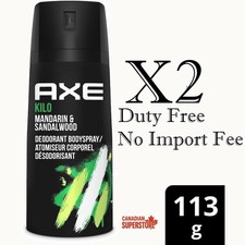 2x Axe Kilo 4oz Body Spray Mandarin Sandalwood Deodorant Body Spray NO Aluminum