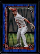 2025 Topps Chrome #87 Thomas Saggese Blue RayWave Refractors #/150