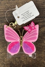 New Bath And Body Works Pocket Bac Sanitizer Holder PINK BUTTERFLIES Gold Clip