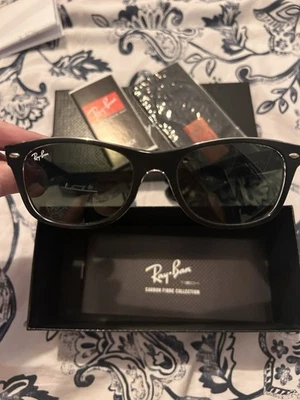 Ray-Ban New Wayfarer RB2132 Rectangular Black Frame Green Tinted Lenses - Image 1 of 4