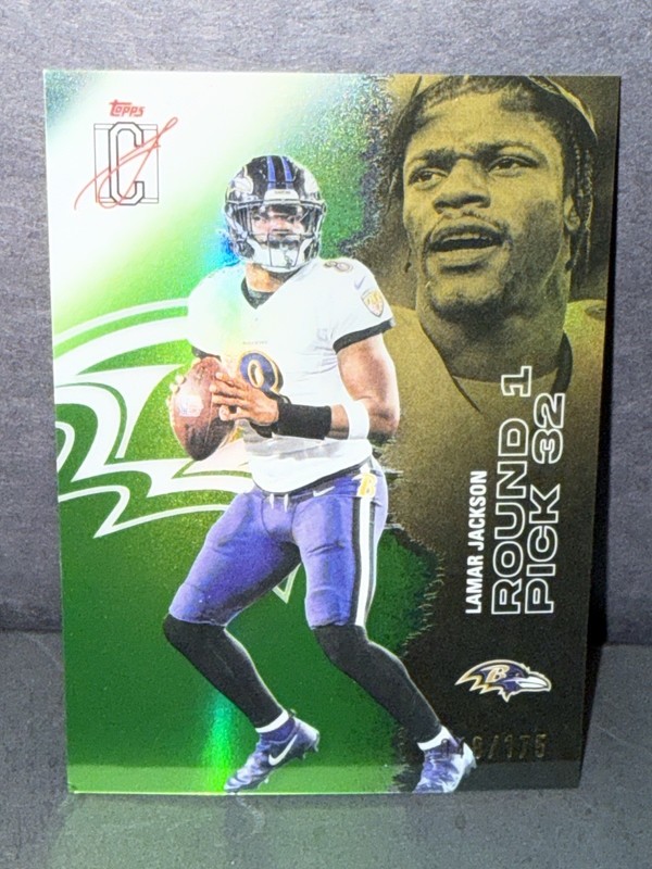 Topps Signature Class 2025 Lamar Jackson Ravens Round 1 Pick 32 #5 48/175 RC