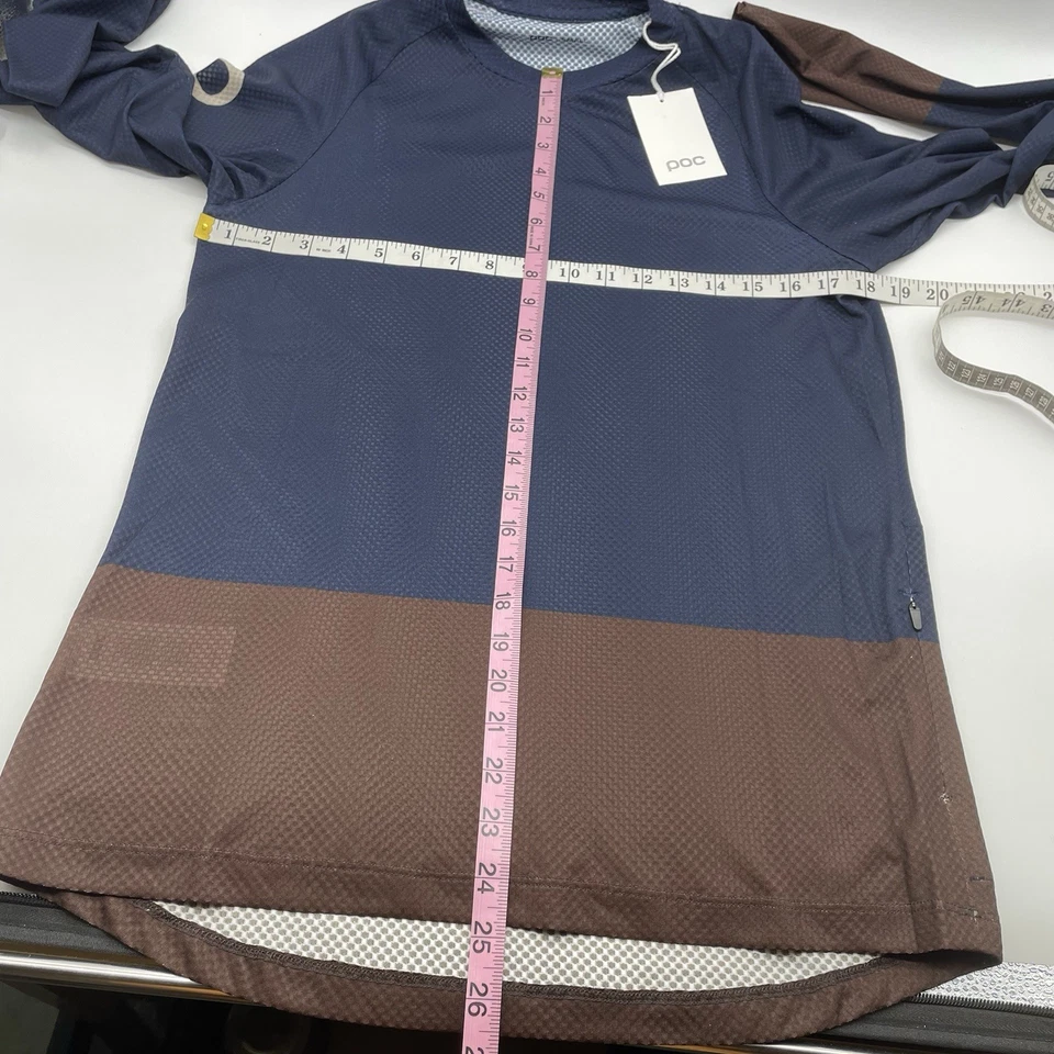 POC Men's MTB Small Pure Long Sleeve Jersey in a dark blue/aragonite brown - Image 4 of 4