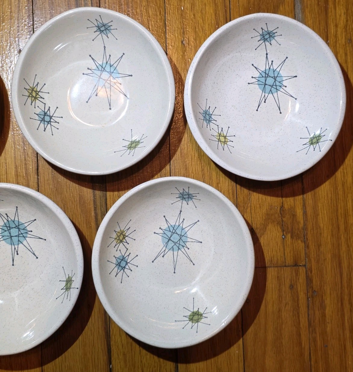 Set 5 Vtg MCM Atomic Franciscan Starburst Dessert Berry Fruit Sauce Bowls 4.75"