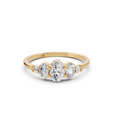 Celestra Oval Cut Lab Grown Diamond Five Stone Prong Set Wedding Band