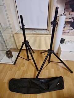 2x DJ Boxen Ständer Lautsprecher Boxenstative Stagg Paar Stahl 130 193cm Tasche