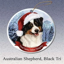 Holiday Pet Gifts Australian Shepherd (Black Tri) Dog Porcelain Ornament