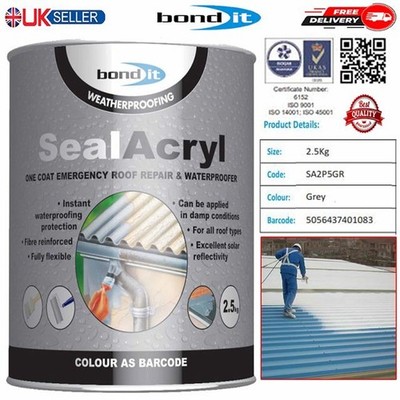 Bond It 2,5KG Versiegelung Acryl Dachreparaturfarbe grau Dacheindeckung Imprägnierer Versiegelung Acryl