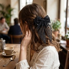 Cute Black Lace Bow Hair Clip Embroidery Bowknot Spring Hair Clip for Girls