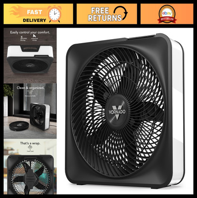 High Velocity Electric Box Fan, 5 Speed Settings, Powerful Airflow, Whole Room C