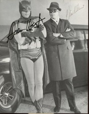 Adam West Van Williams Signed 8x10 Batman B&W Photo AUTO JSA COA