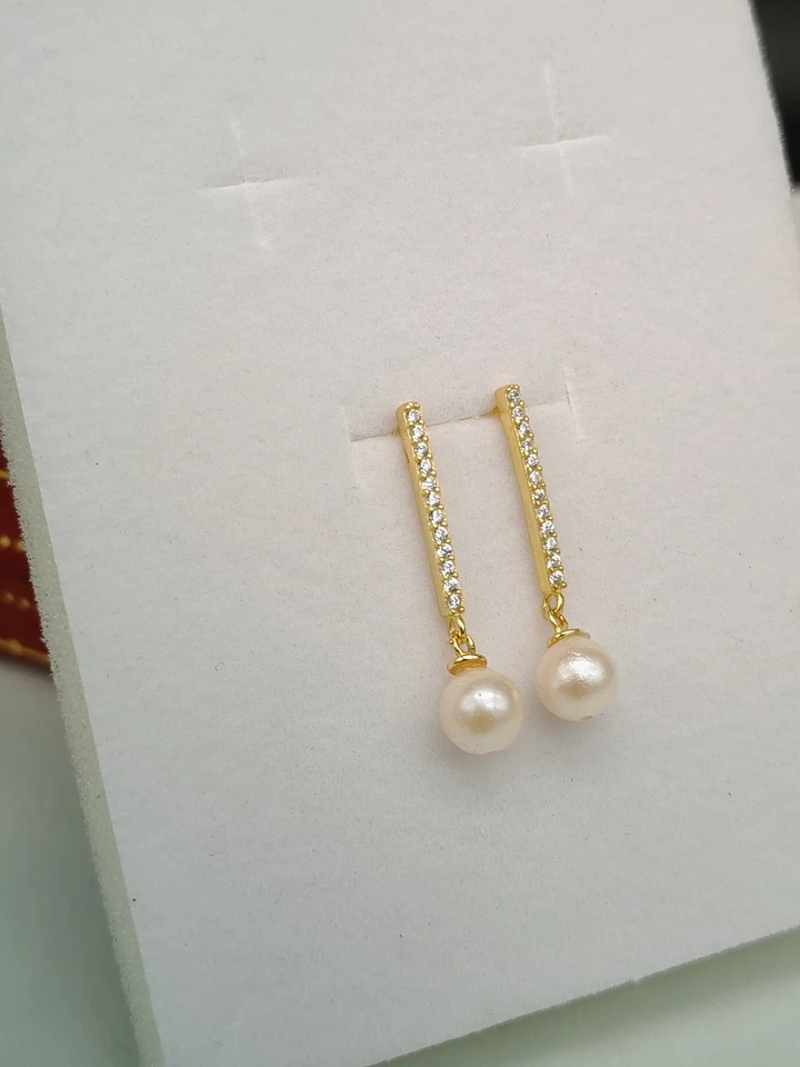 Orecchini donna perla argento 925  pendenti a lobo piccoli eleganti - Immagine 3 di 4