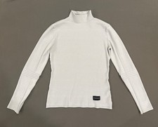 Emporio Armani Knit Long Sleeve Shirt, Size 42 small Moc Neck Light Gray