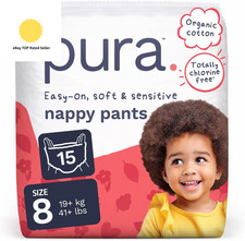 Nappy Pants Size 8, 15 Count, 19Kg+, 360° Stretch Fit, Potty Training Pants for 0.61 per nappy