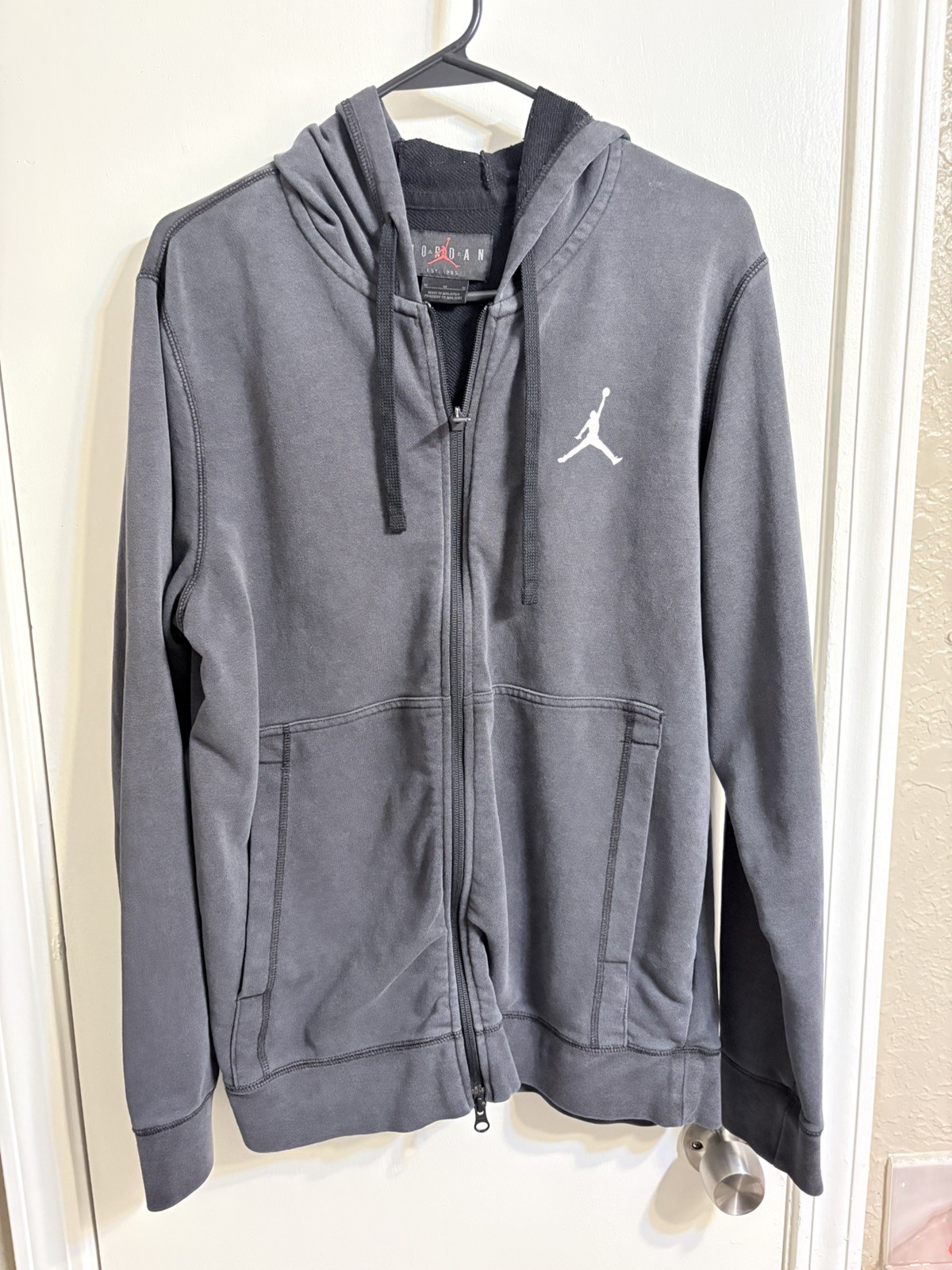 Men’s Nike Jordan Dri-Fit  Full-Zip, Double Zippered Hoodie - Gray, Medium