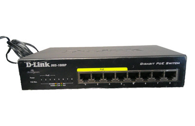 D-Link DGS-1008P 8-Port Gigabit PoE Switch, with power cord, Black