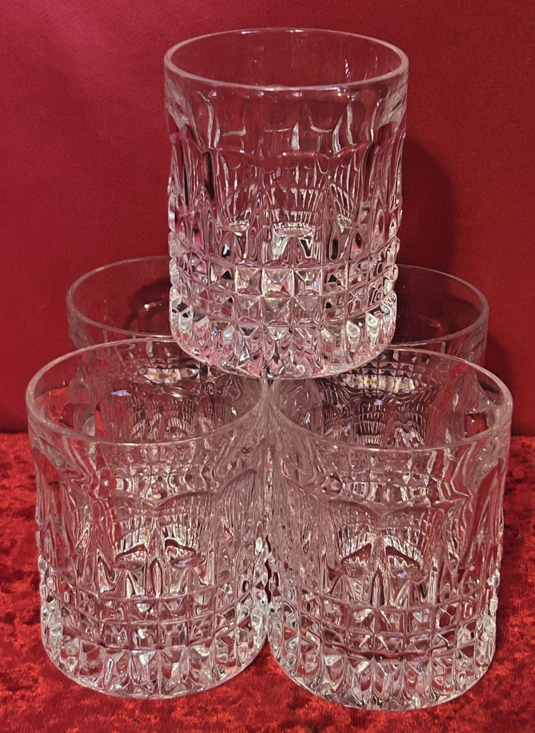 5 Gorham Fairfax Crystal Double Old Fashioned Glass Tumblers