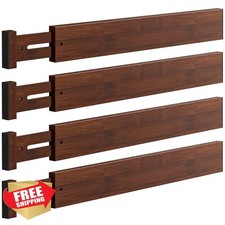 DUCOO 4 PCS Bamboo Drawer Dividers, 17"-22" Adjustable Organizers Mocha