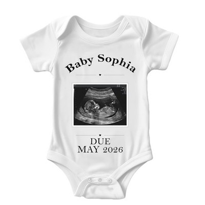Personalisierter Baby Scan Foto Body individueller Name Fälligkeitsdatum Ankündigung Geschenk