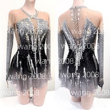 Ice Figure Skating Dress Rhythmic Gymnastics Twirling Competition gray dyeing