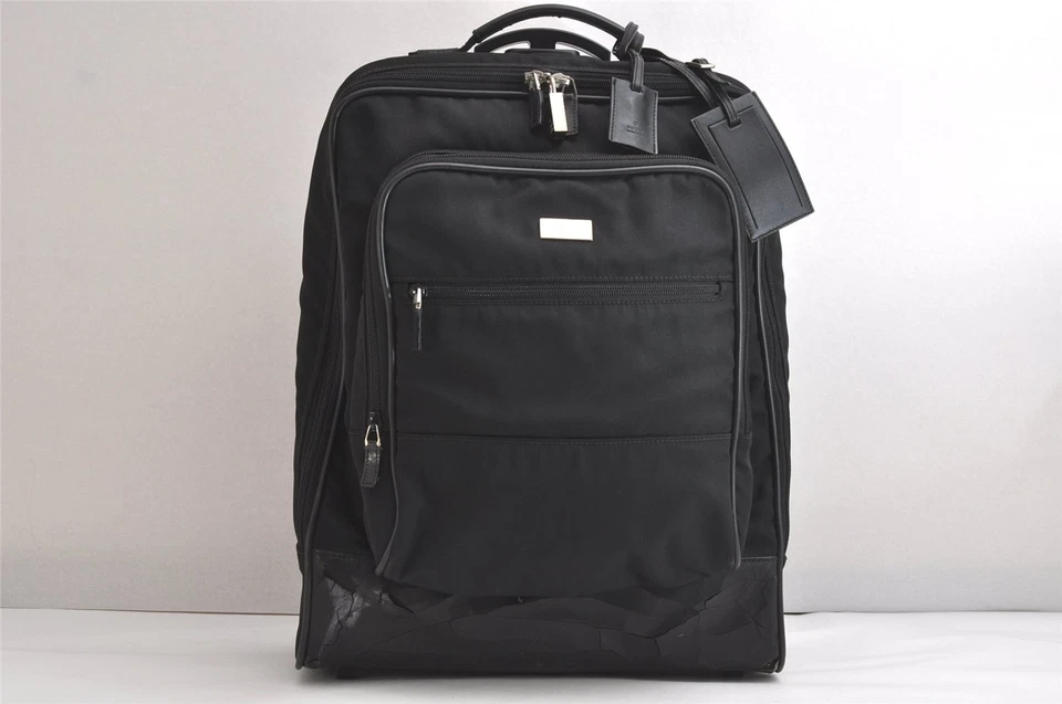 Authentic GUCCI Vintage Suitcase Nylon Leather Black Junk 3602N - Image 2 of 4