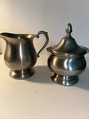 Vintage PreisnerPewter Co Creamer And Sugar Bowl With Lid;  #2114**READ USA 250