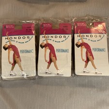 Mondor Figure Skating Tights XL 3350 Suntan Ice 0ver Skate Stockings 3 pc