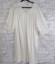 VTG Vanity Fair Nightgown Housecoat Large Ivory Lingerie Grandma Nylon Lace