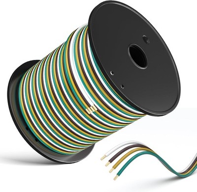 100FT 14 Gauge Trailer Wiring Harness Kit - 4-Way Bonded, Color-Coded Boat Trail
