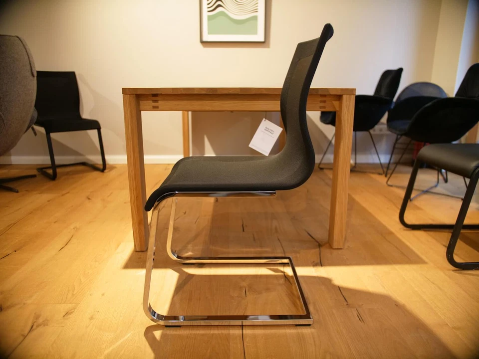 Team 7 3er Set Freischwinger Magnum Stricktex Schwarz Gestell Chrom - Bild 3 von 4