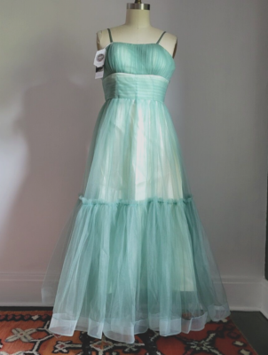VTG STYLED SEA FOAM GREEN TULLE PARTY MAXI DRESS with SATIN LINING NWT |  eBay