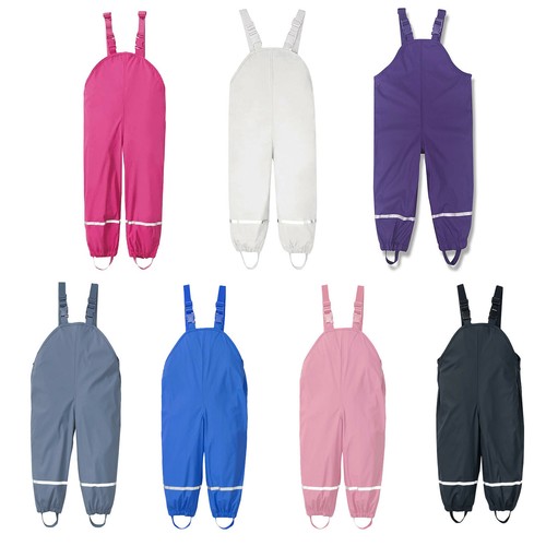 Waterproof Dungarees Trousers Rain Gear Childrens Toddler Kids Raingear Baby UK - Picture 4 of 25