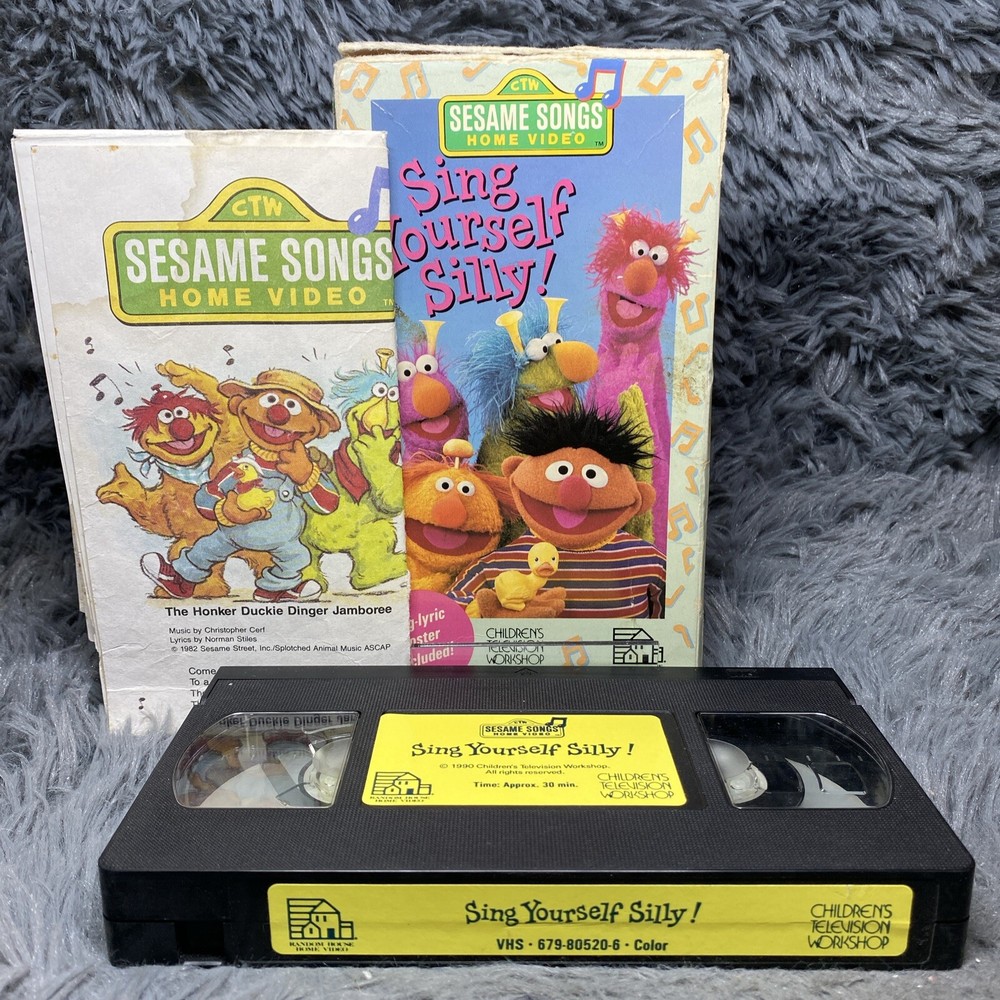 Sesame Street Sing Yourself Silly VHS Tape 1990 Home Video Cartoon With Poster