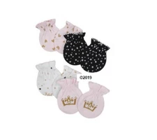 Gerber Baby Girl 3-Piece Pink Princess Mittens Size 0-3M