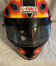 G-Force Size Xxl Full Face Helmet . Checker Board & Flame. Race Gear Snell Cert.