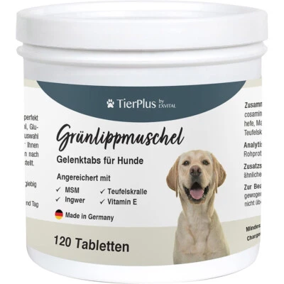 EXVITAL TIERPLUS Grünlippmuschel Gelenktabletten für Hunde, Katzen, Pferde, hohe Fressakzeptanz