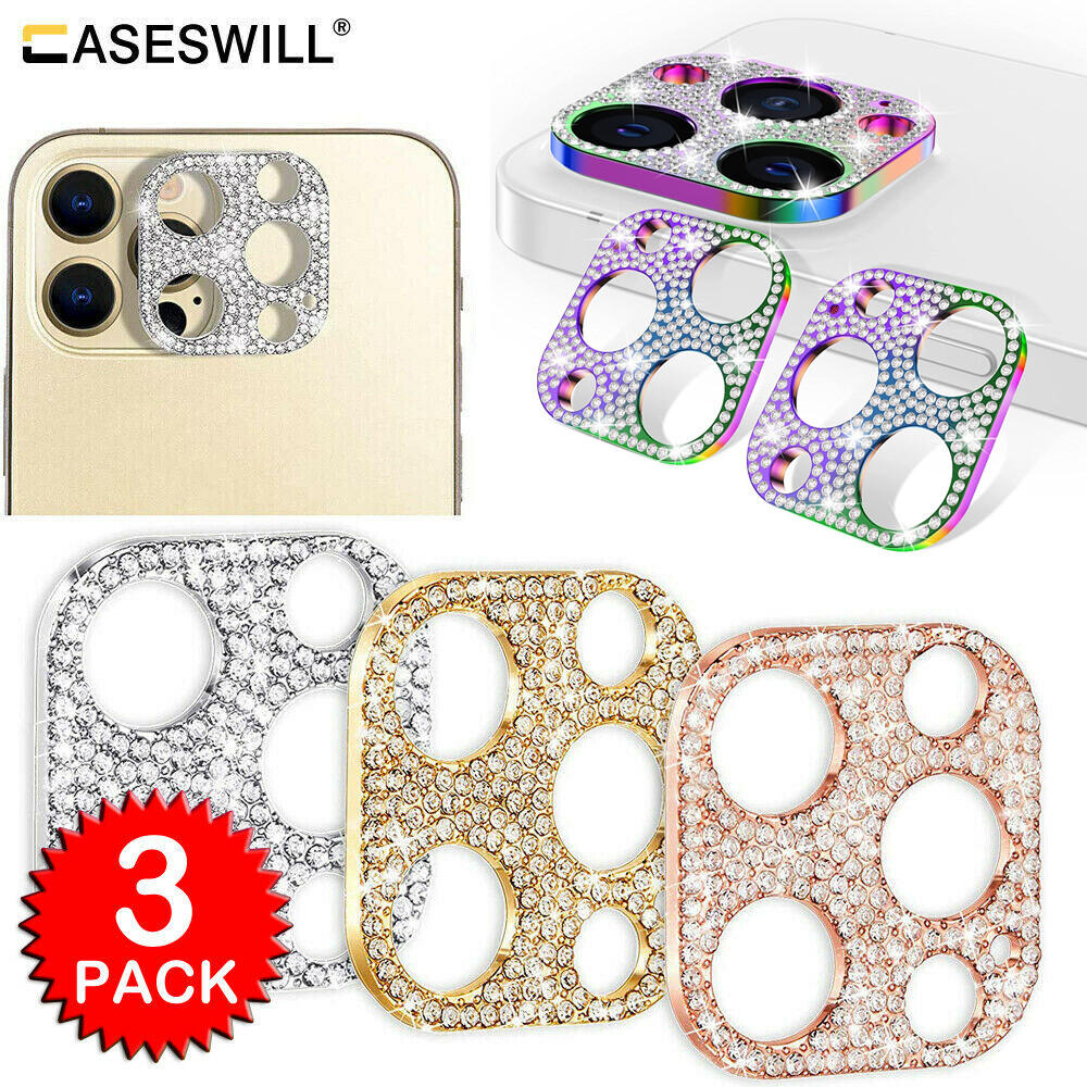 For iPhone 15 14 Plus 13 12 Pro Max Bling Diamond Camera Lens