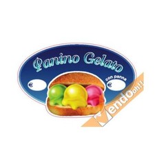 ADESIVO SAGOMATO PANINO BRIOCHE GELATO PER BANCO VETRINE GELATERIA GELATERIE