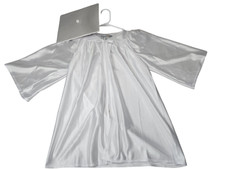 GraduationMall Cap and Gown Youth Child White Sz 27 36"-38"