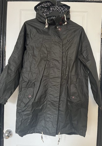 Fred Perry Parka Coat Jacket Womens Fishtail Gingham Lined Oversized 10 (fit 12) - Picture 7 of 10