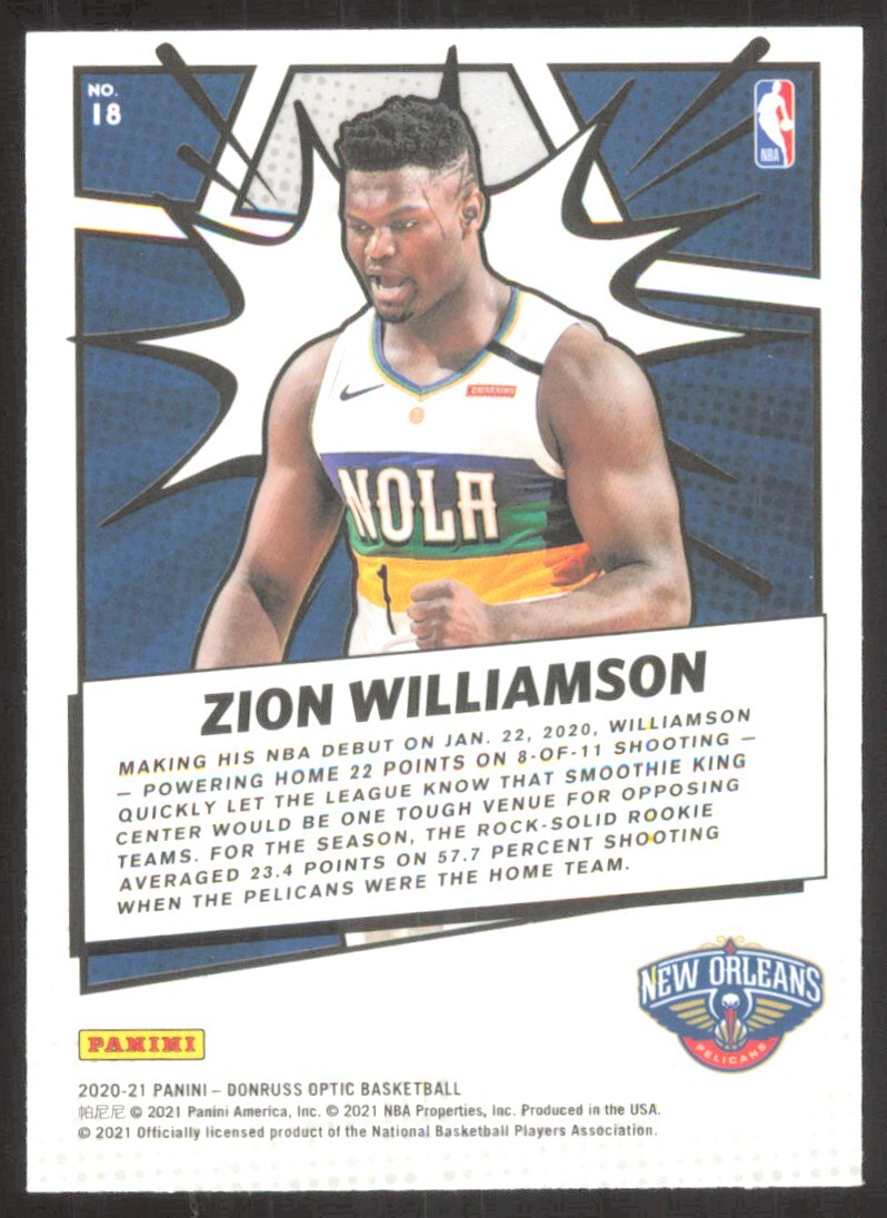 2020-21 Panini Donruss Optic My House! Zion Williamson Pelicans