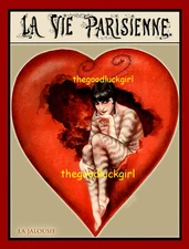 5x7 LA JEALOUSY Vintage 1928 La Vie Parisienne jealous heart art print